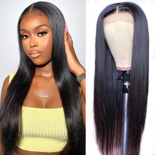 Stema 4x4/5X5/6x6 Transparent Lace Closure Wig Straight Constructed By Bundles With Closure